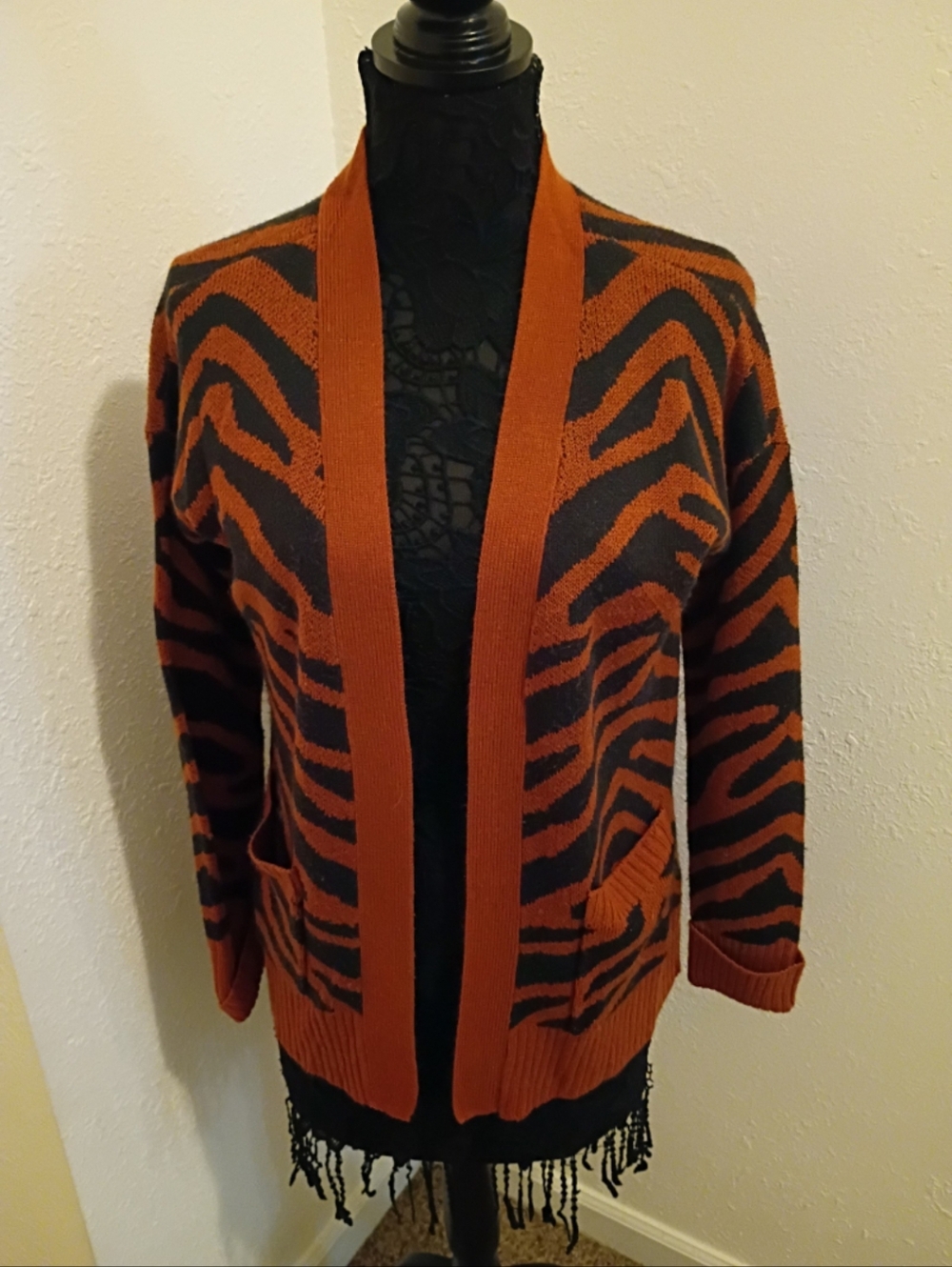 Bold Tiger Stripe Cardigan Sweater